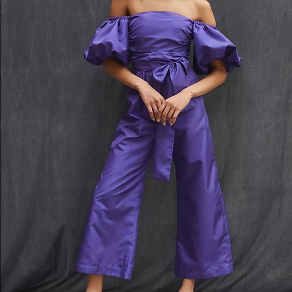 Anthropologie Delfi Collective Off shoulder puff sleeve jumpsuit